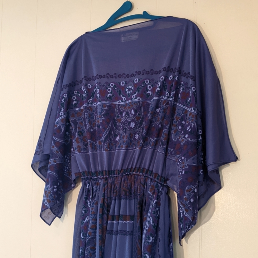 Sweet and Flirty Vintage Boho 70s 80s Sheer Purple Kimono Dress M-L